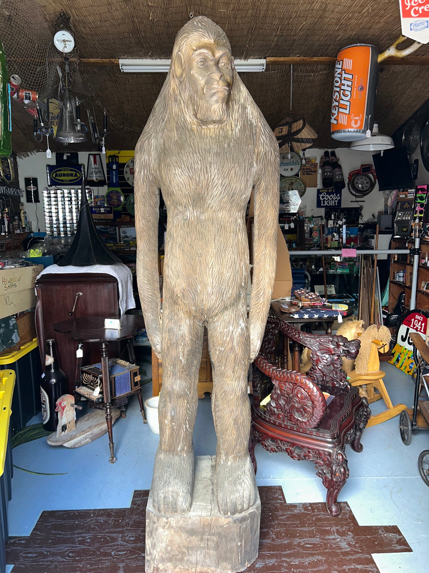 7 ft. Wood Carved Bigfoot