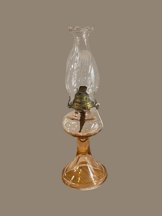 Vintage Pink Depression Glass Oil Lamp