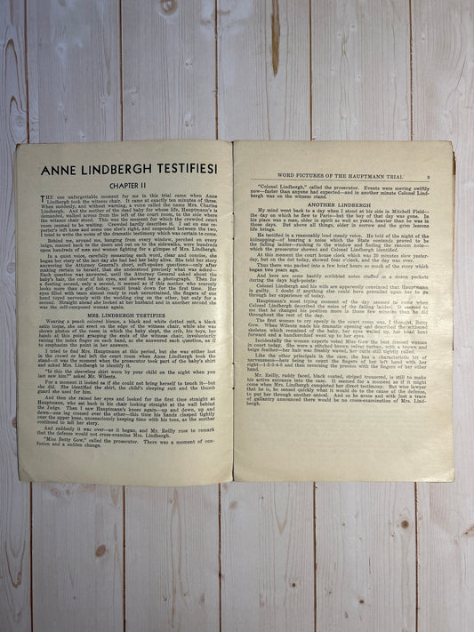 Word Pictures of the Hauptmann Trial Book-Lindbergh Baby Kidnapping