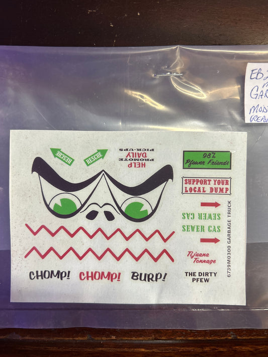 Monogram Garbage Truck Model Decals