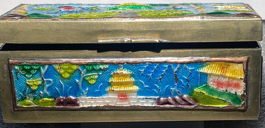 Vintage Brass, Cloisonne pill /Trinket Box