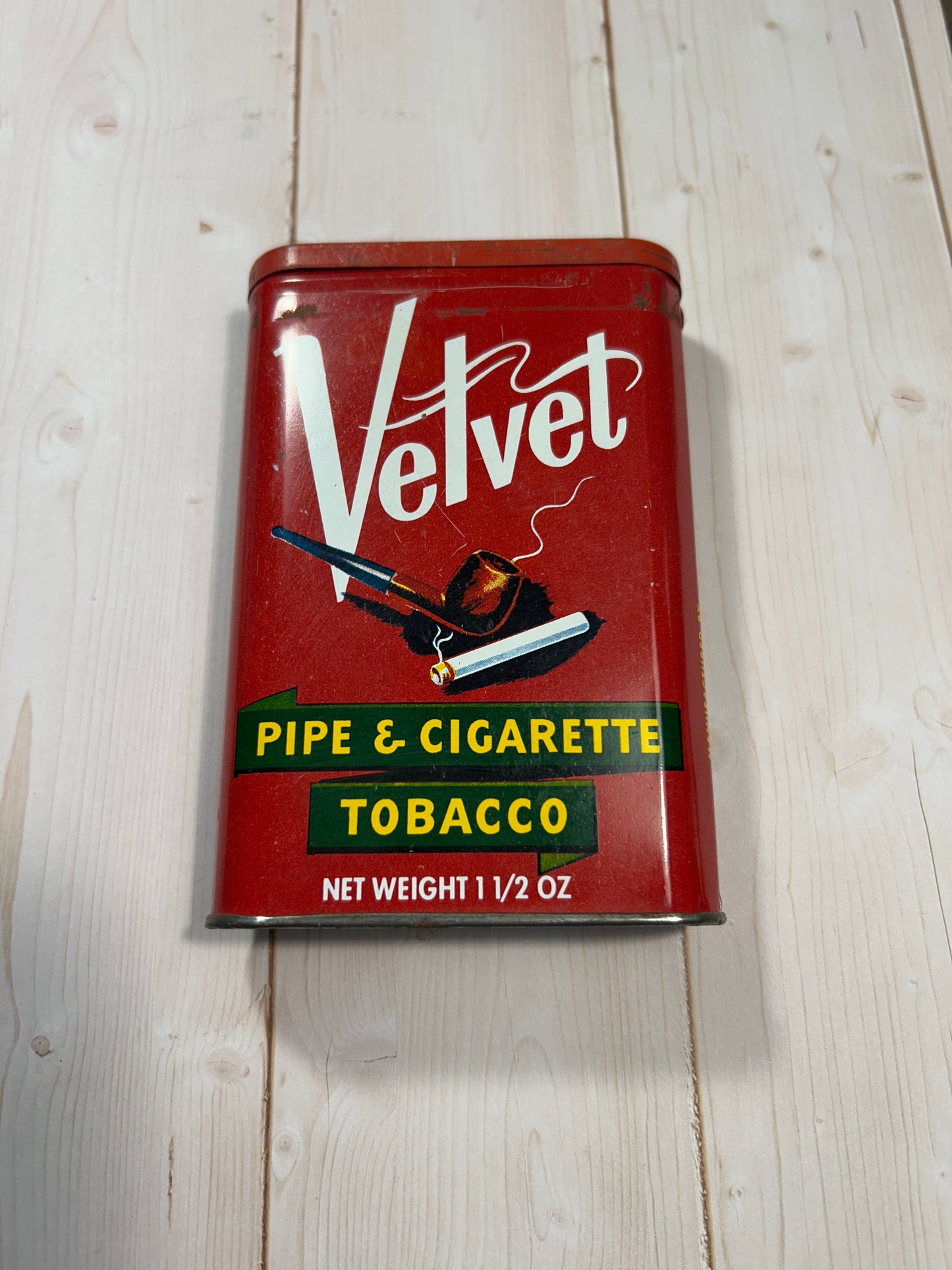 Velvet Pipe and Cigarette Tobacco Tin