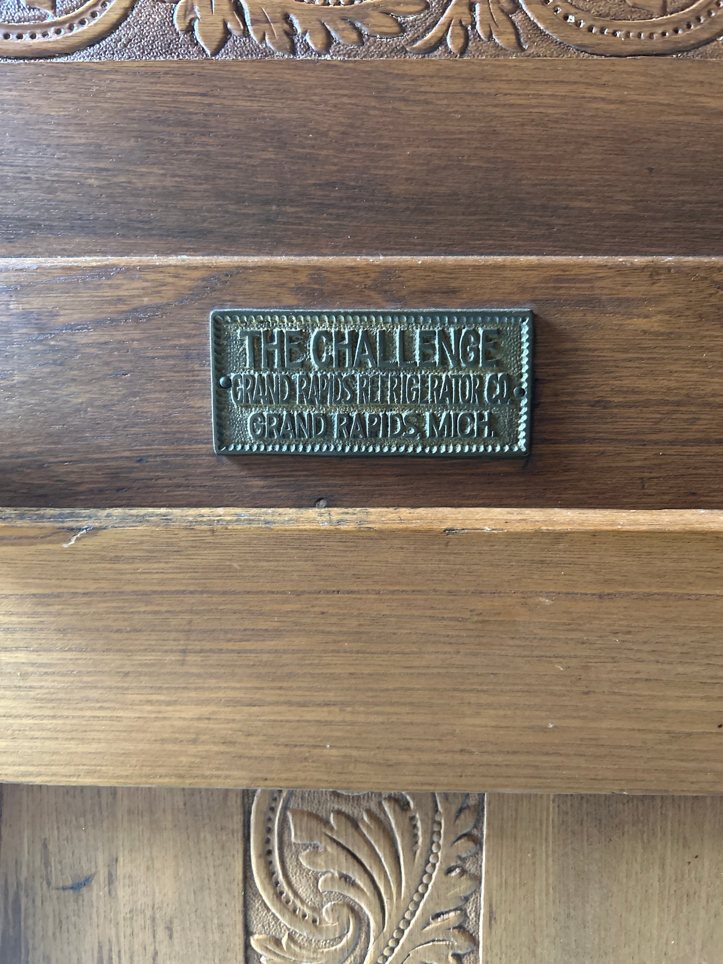 Antique Oak “Challenge” Ice Box