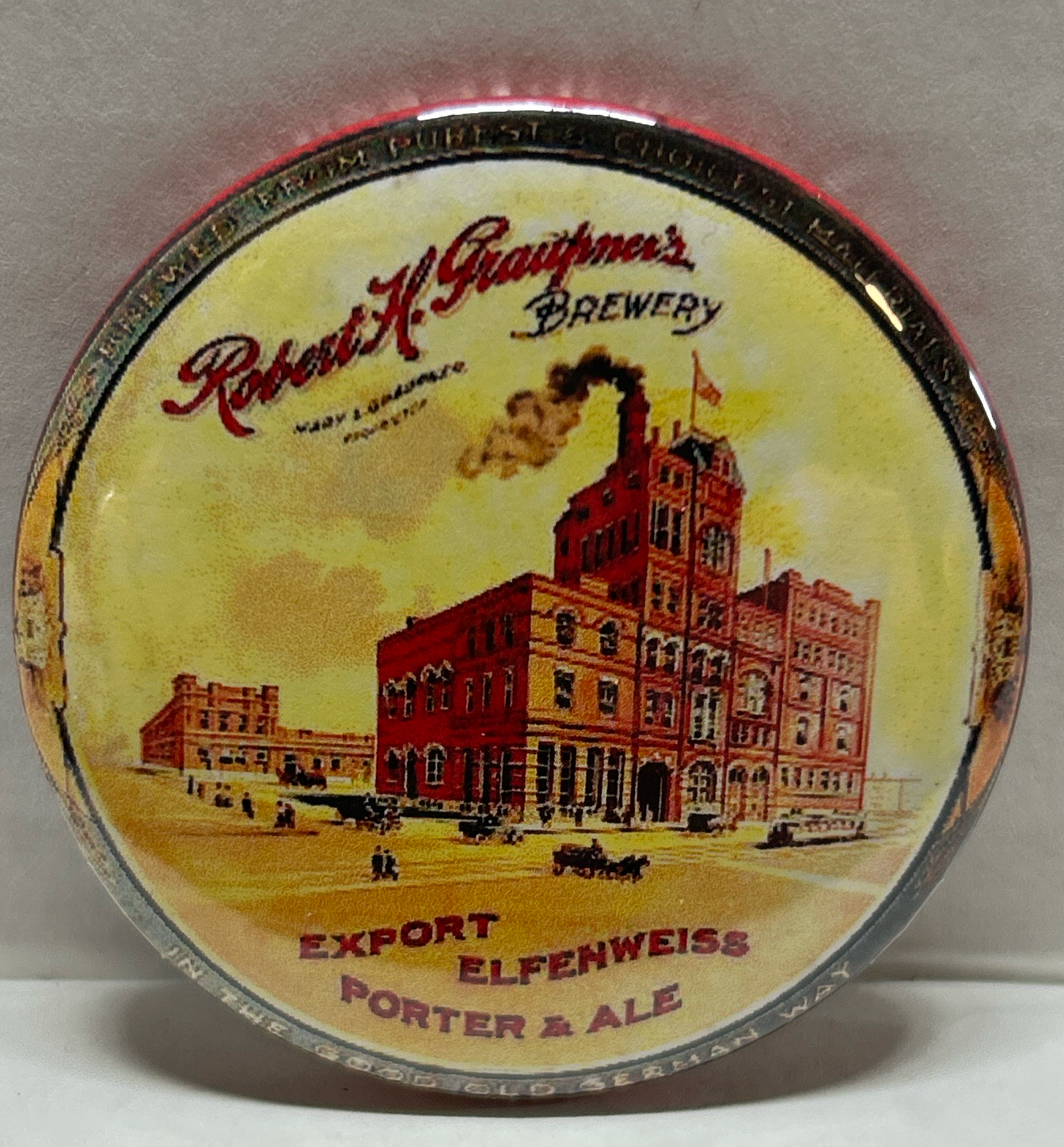 Robert H. Graupner’s Brewery Button with Mirrored Back