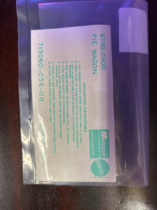 Monogram Pie Wagon Model Kit Decals