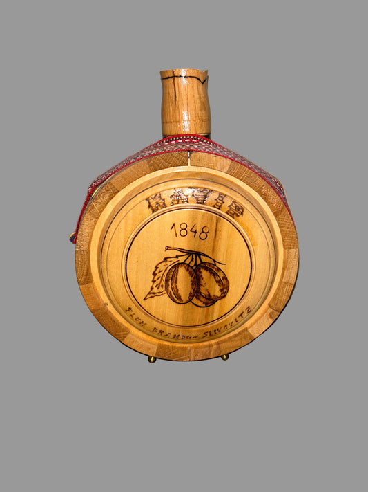 Vintage Serbian Navip Slivovitz Wooden Canteen Flask Plum BrandyLiquor Bottle