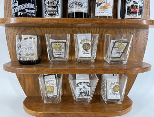 Jack Daniel’s 2002 Limited Edition Shot Glasses(18) w/Display Rack