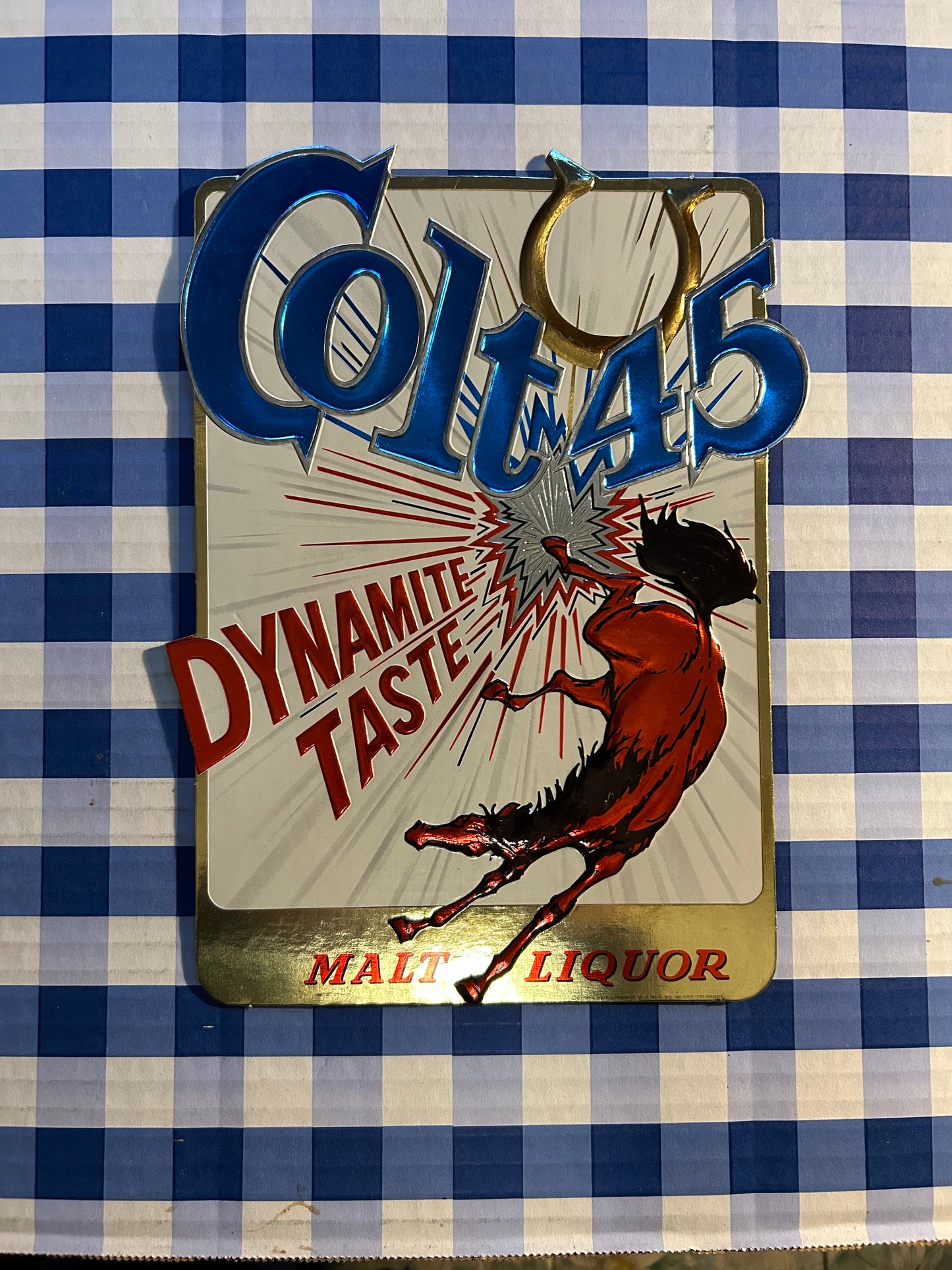 Colt 45 Beer Cardboard Sign-“Dynamite Taste”-10”
