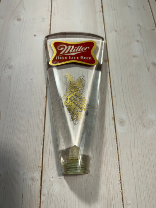 Miller Beer Acrylic Tap Handle w/Hops & Barley-Red Label