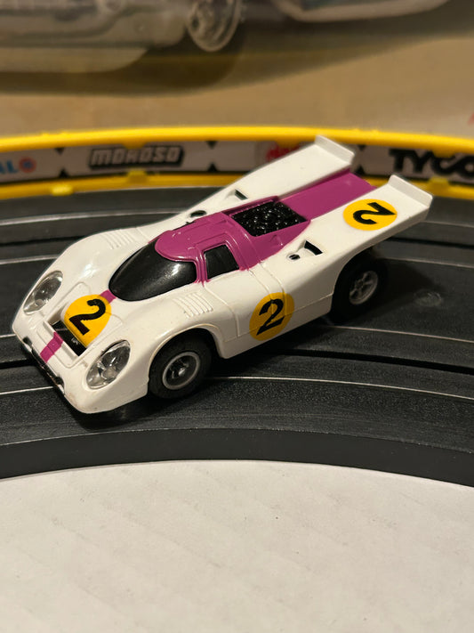 AFX Porsche 917 Slot Car-Lighted-Purple/White