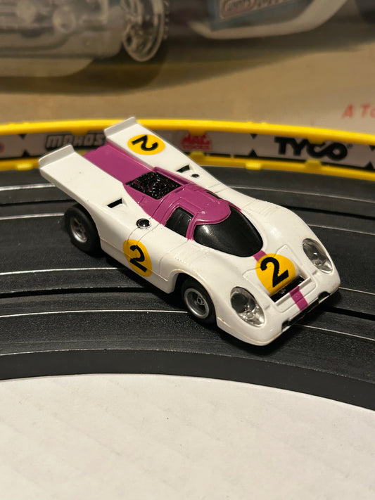 AFX Porsche 917 Slot Car-Lighted-Purple/White