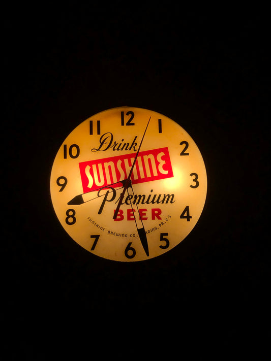 Sunshine Premium Beer Advertising Clock