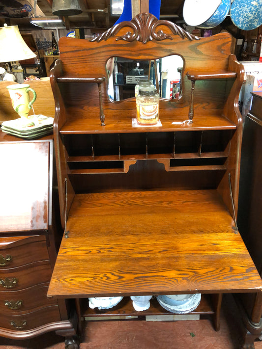 Oak Drop Front Secretary Desk