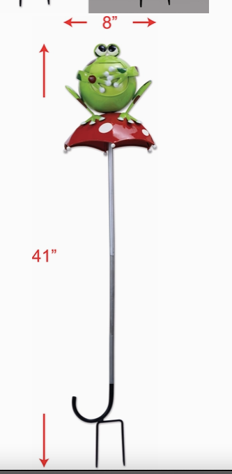 Frog W/Umbrella Solar Stake 41"