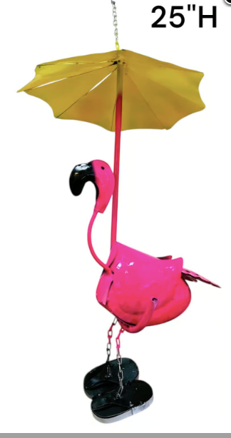 Hanging Umbrella W/Flamingo