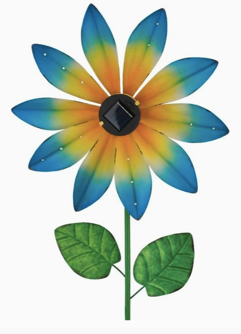 Blue Flower Solar Spinner Stake