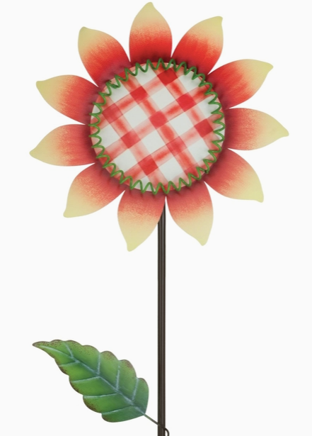 Plaid Sunflower Stake White