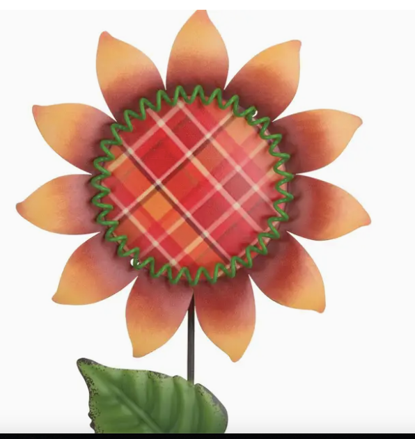 Orange Plaid Sunflower