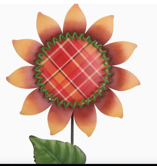 Orange Plaid Sunflower