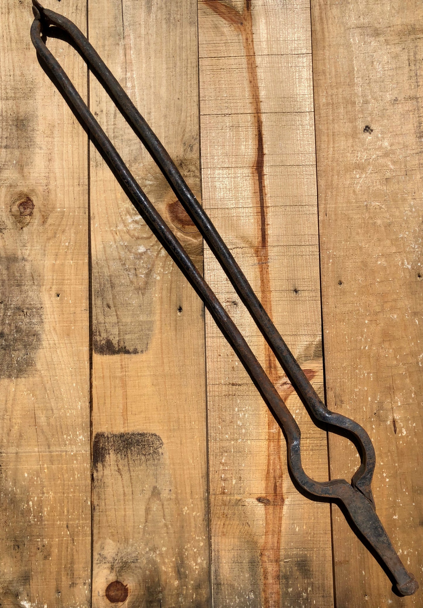 Antique Hand Wrought Fireplace Tongs