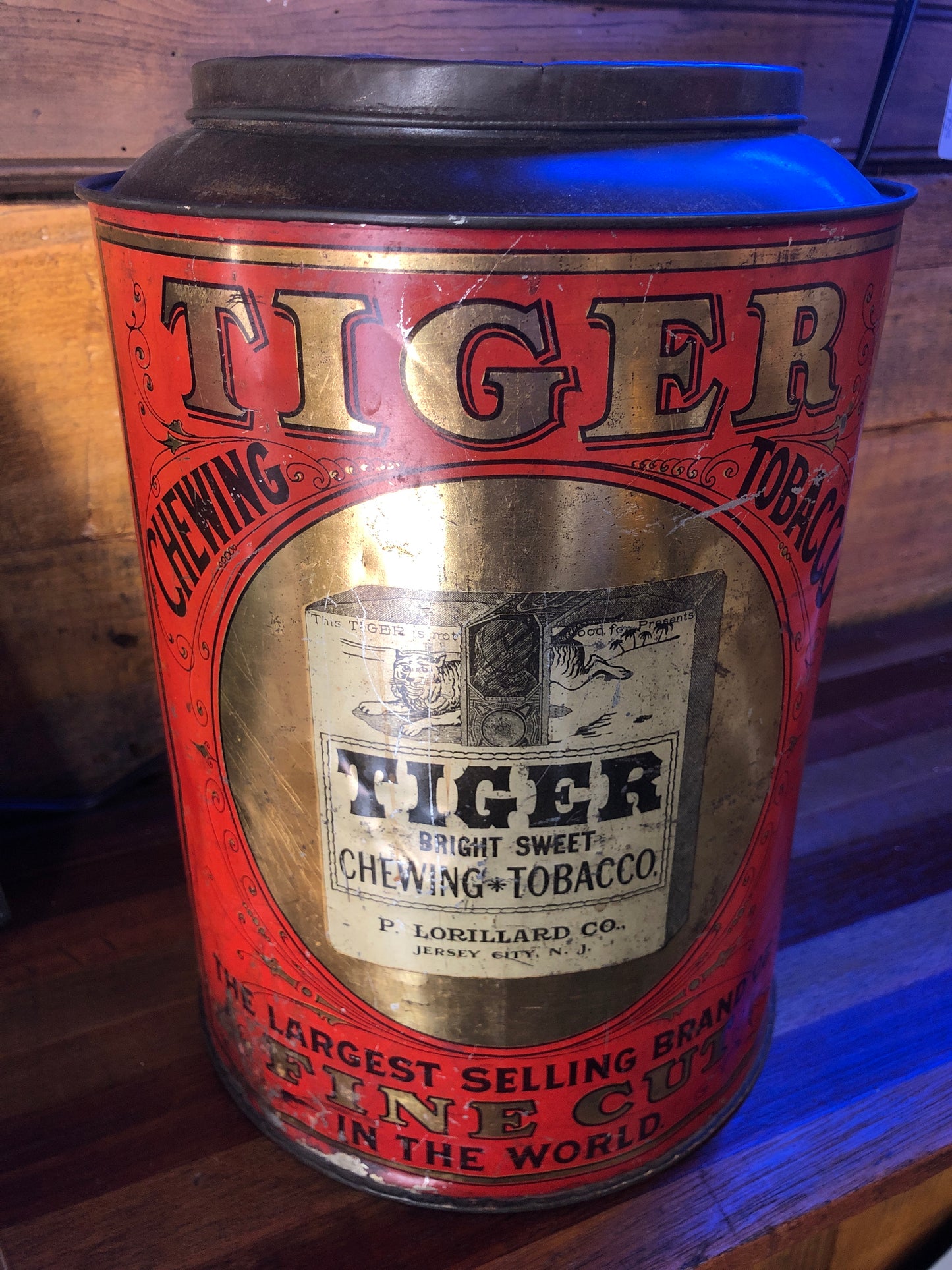 Tiger Chewing Tobacco Store Display Tin
