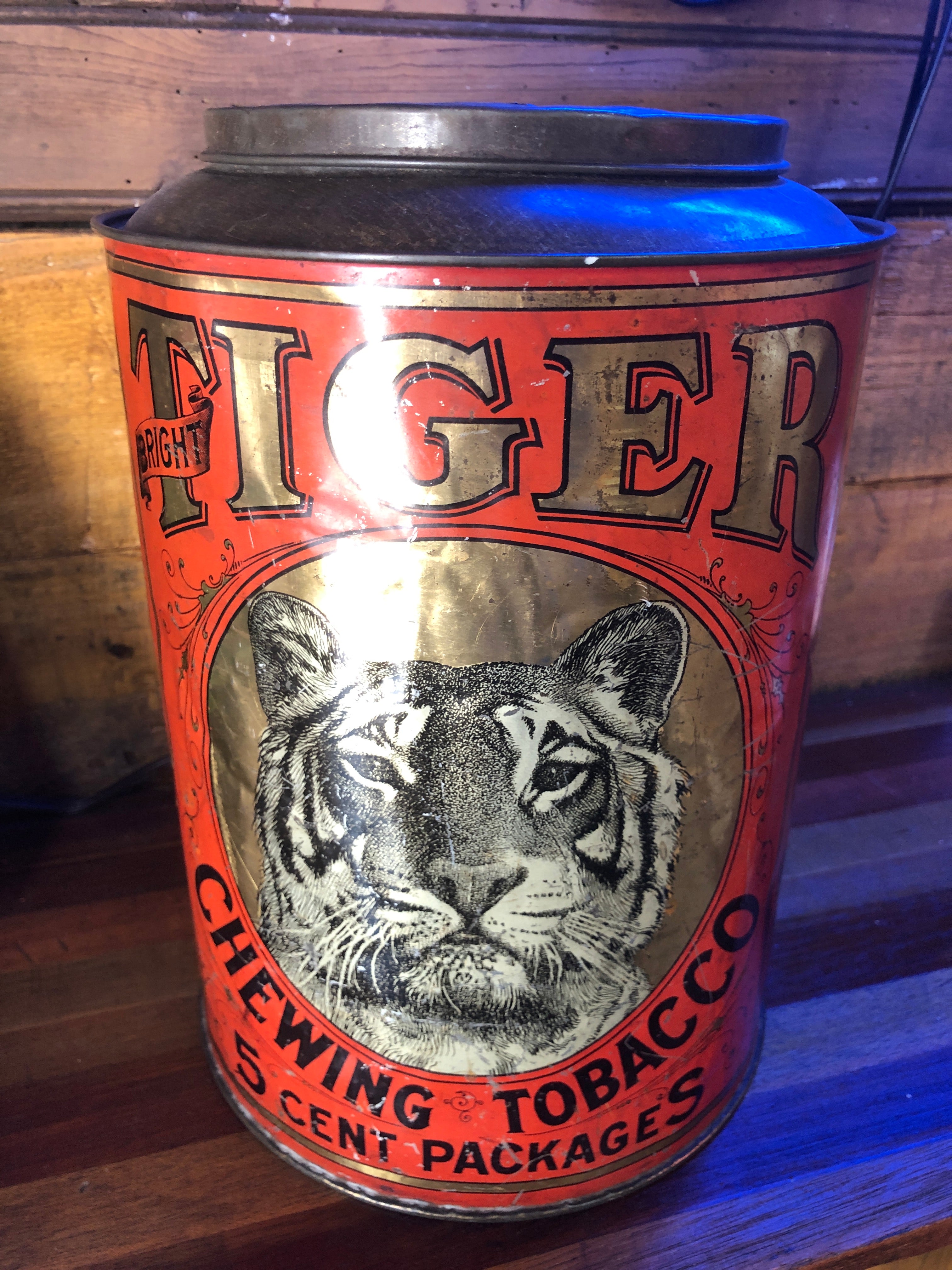 tiger tobacco tin Bin Antique Advertising Tiger Chewing Tobacco Store Display