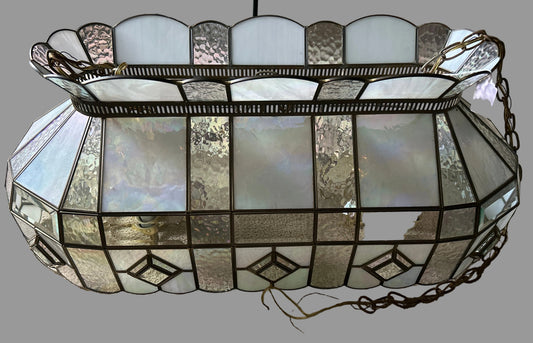 Pool Table Style Slag Glass Shade with Dual Lighting