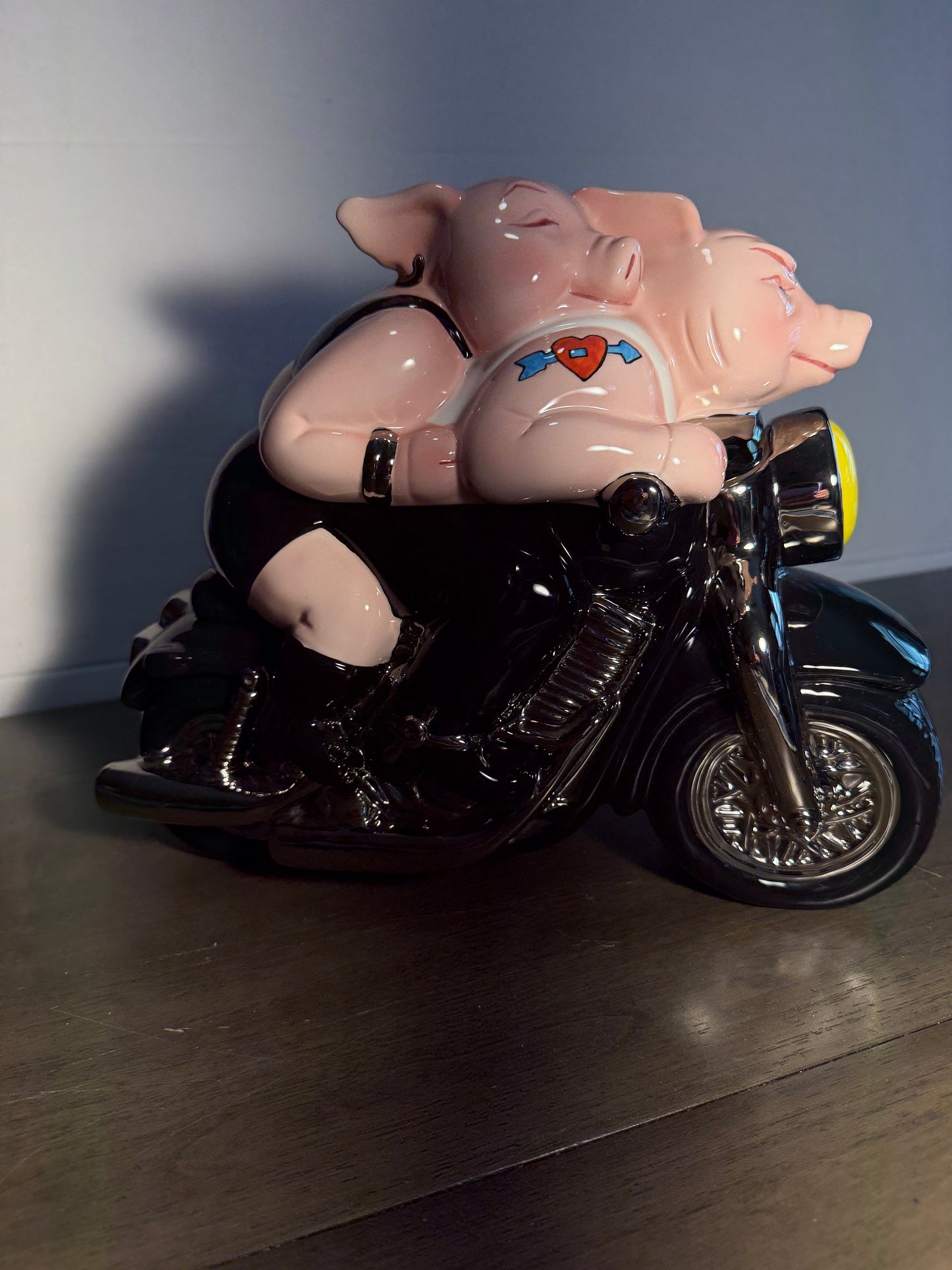 Vintage Clay Art Biker Hogs Cookie Jar