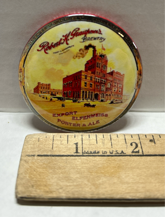 Robert H. Graupner’s Brewery Button with Mirrored Back