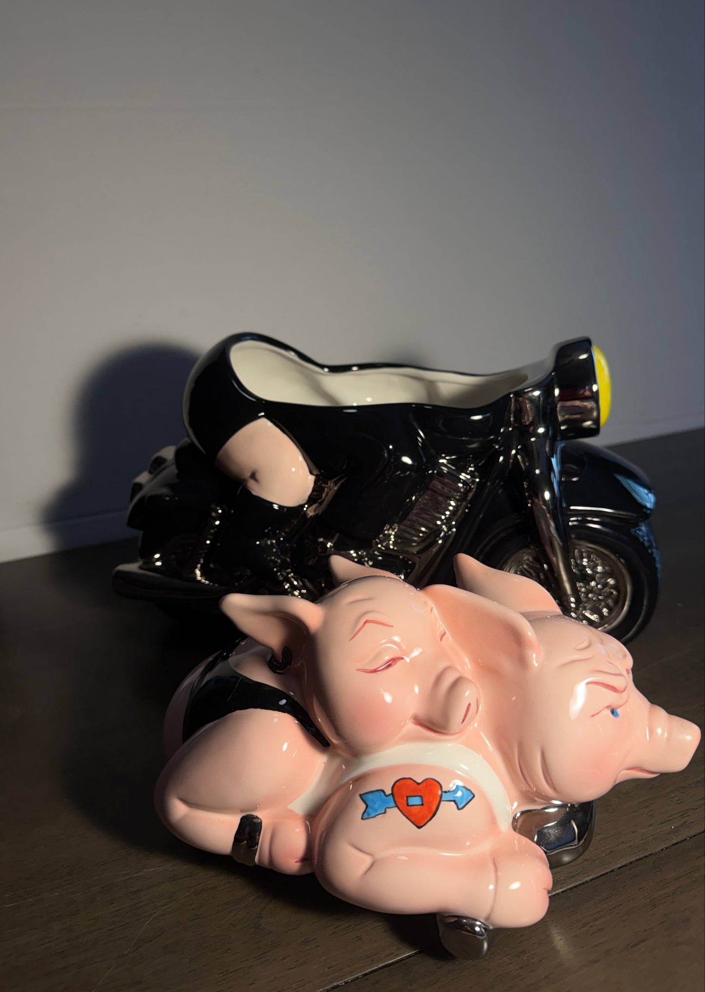 Vintage Clay Art Biker Hogs Cookie Jar