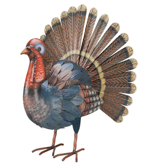 Turkey Decor 17": Metal / Brown/Blue / Bird