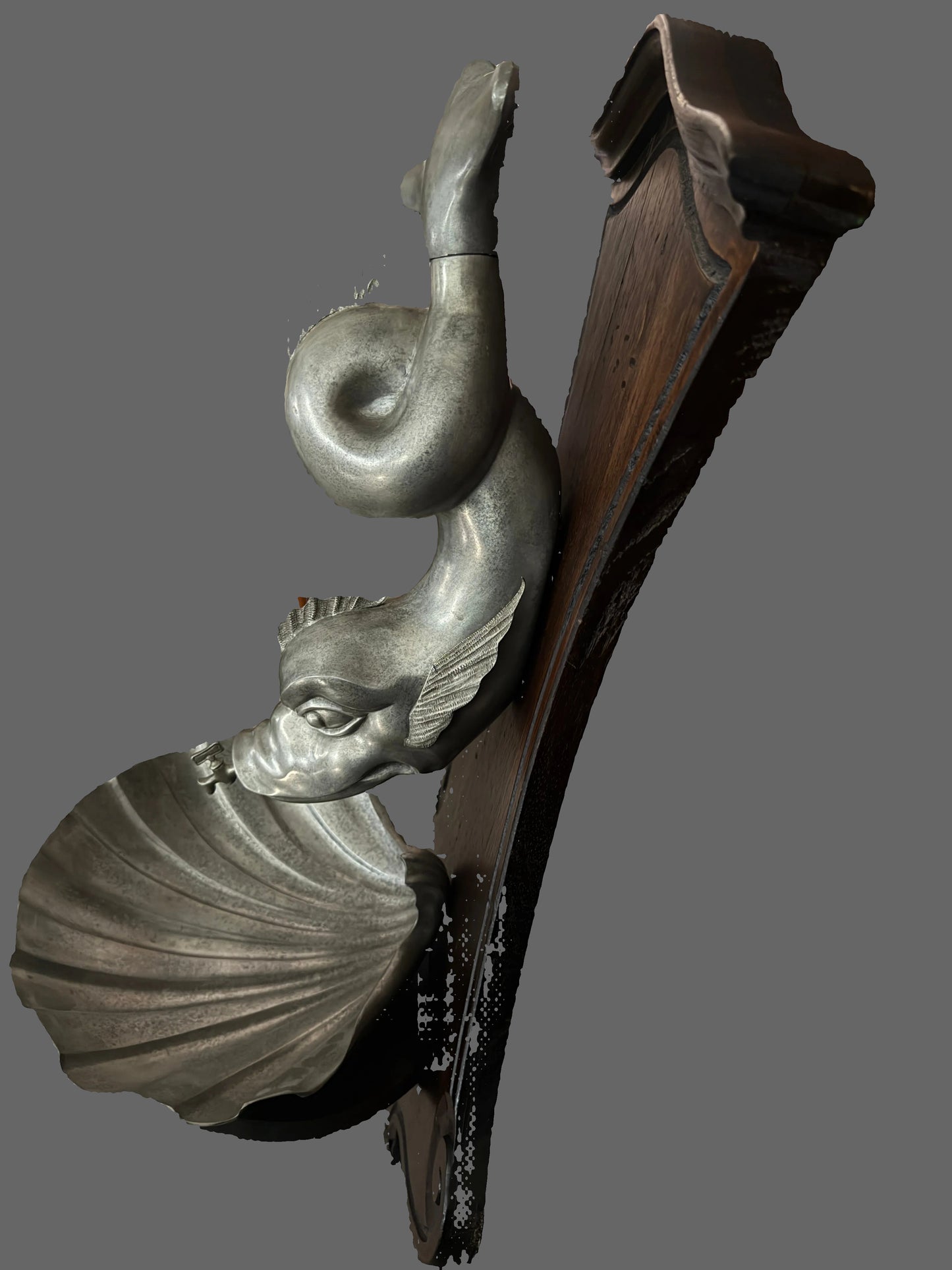 Antique Pewter Figural Dolphin Lavabo