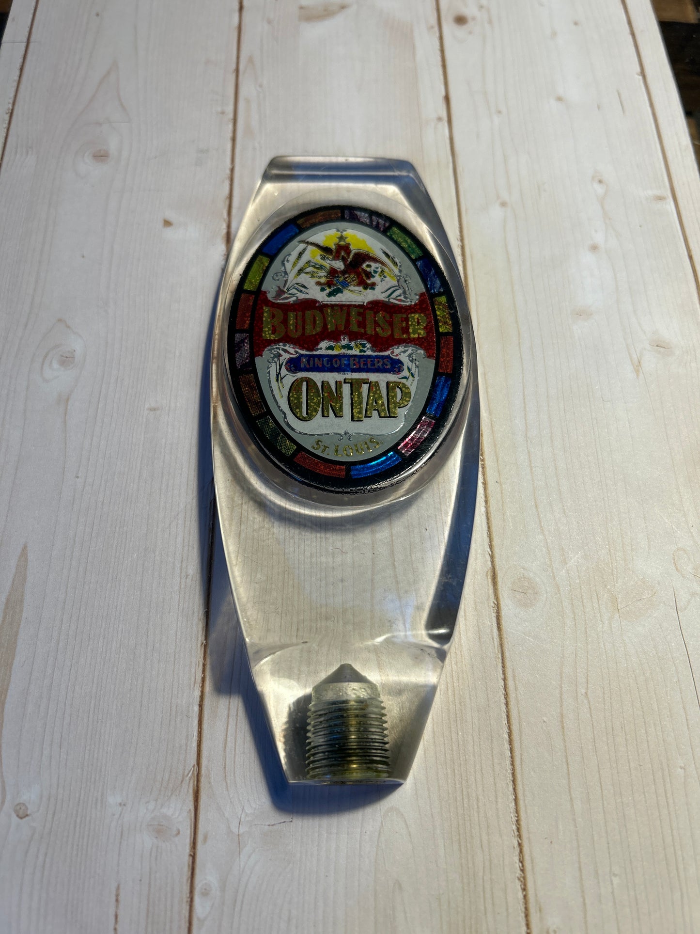 Budweiser Acrylic Tap Handle w/Faux Stained Glass Look