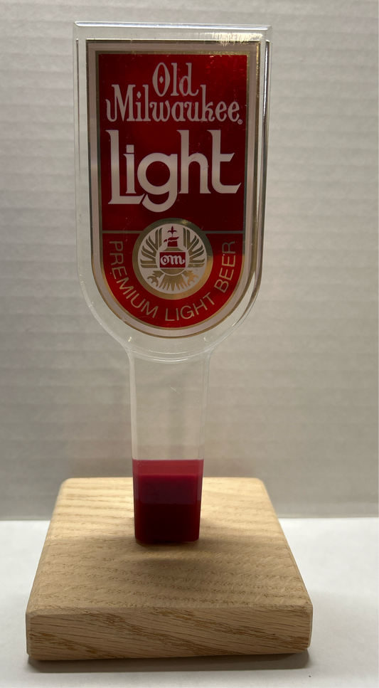 Old Milwaukee Light Acrylic Tap Handle-Red Base