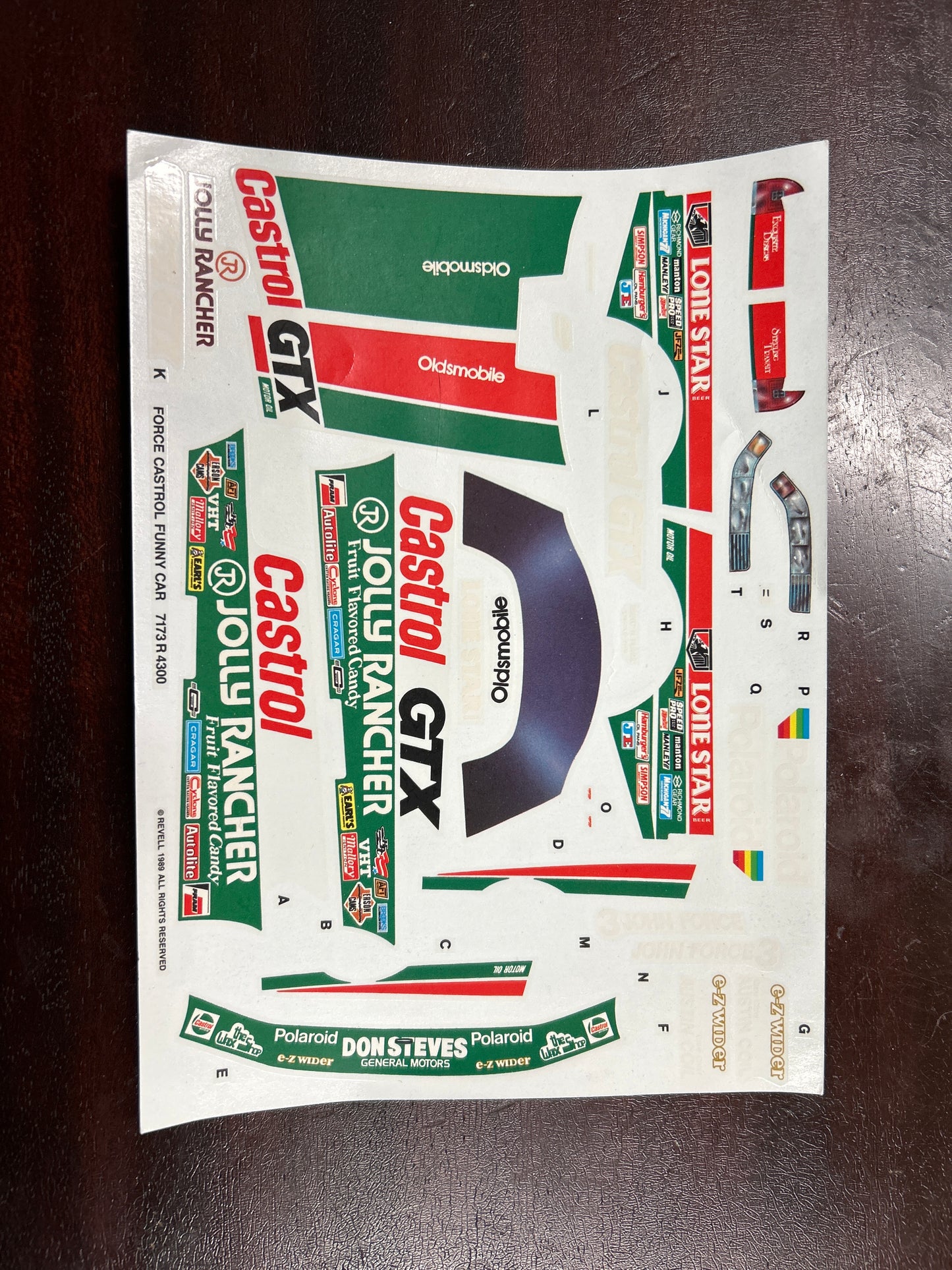 John Force Funny Car Model Kit Decals