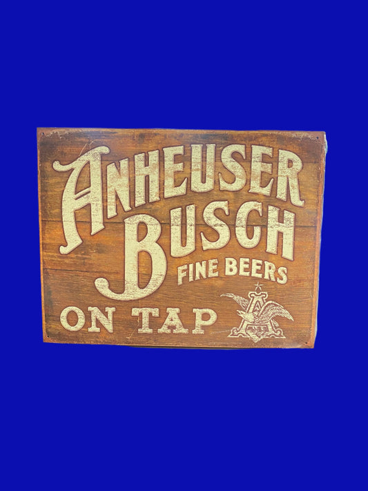 Anheuser Busch Fine Beers On Tap Tin Sign