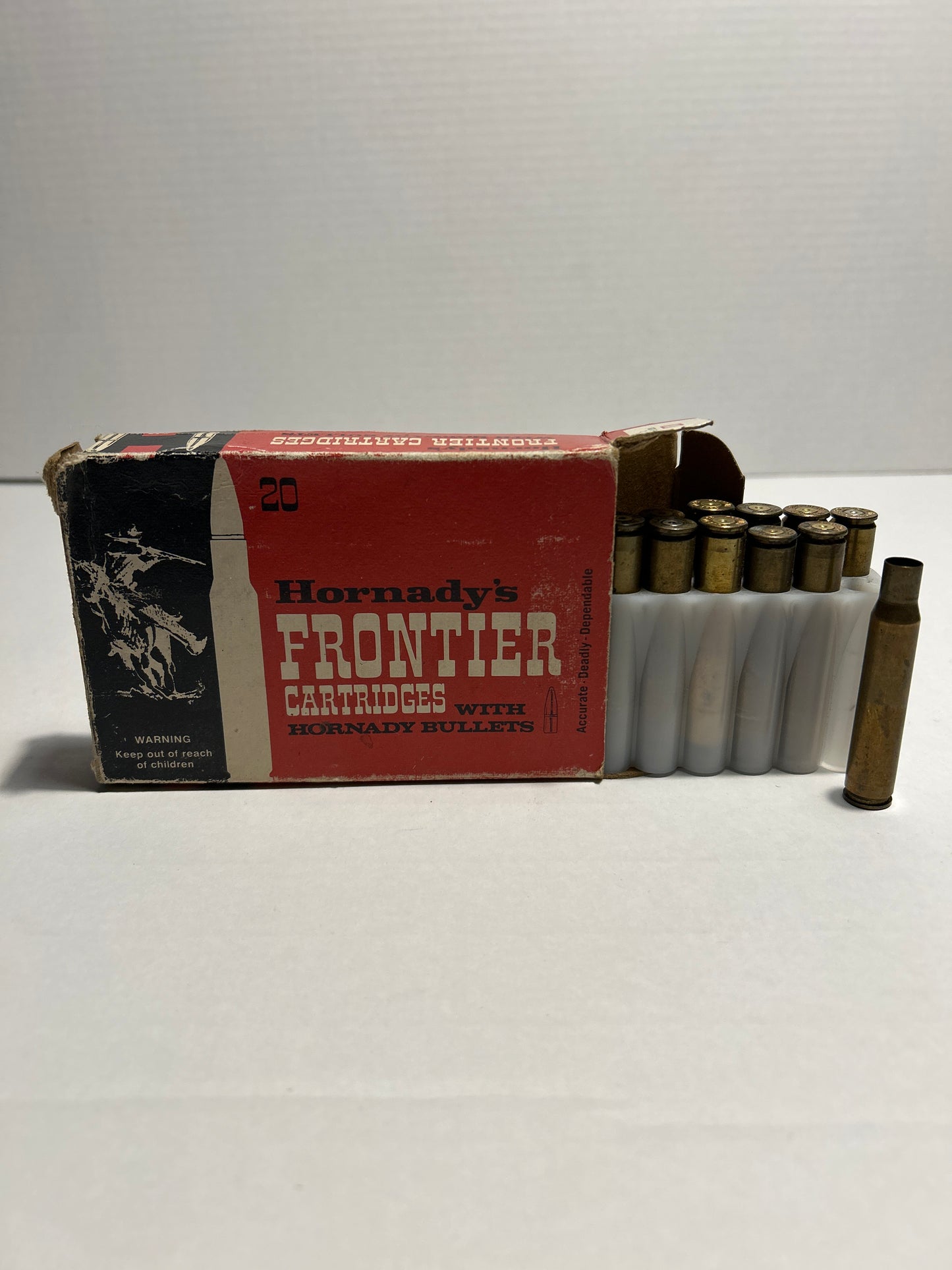 Hornady Frontier Ammo Box w/20 Empty Brass Cases