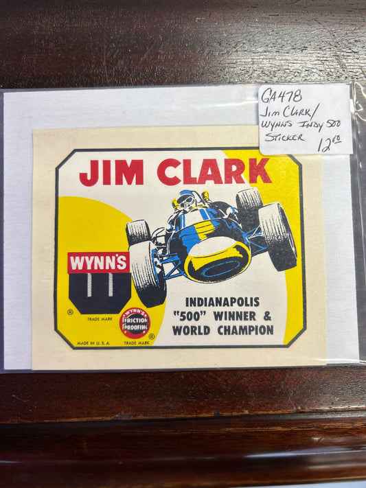 Jim Clark 1965 Indianapolis 500 Winner Sticker