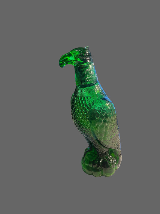 Vintage Green Eagle Decanter W/Shot Glass Eagle Head