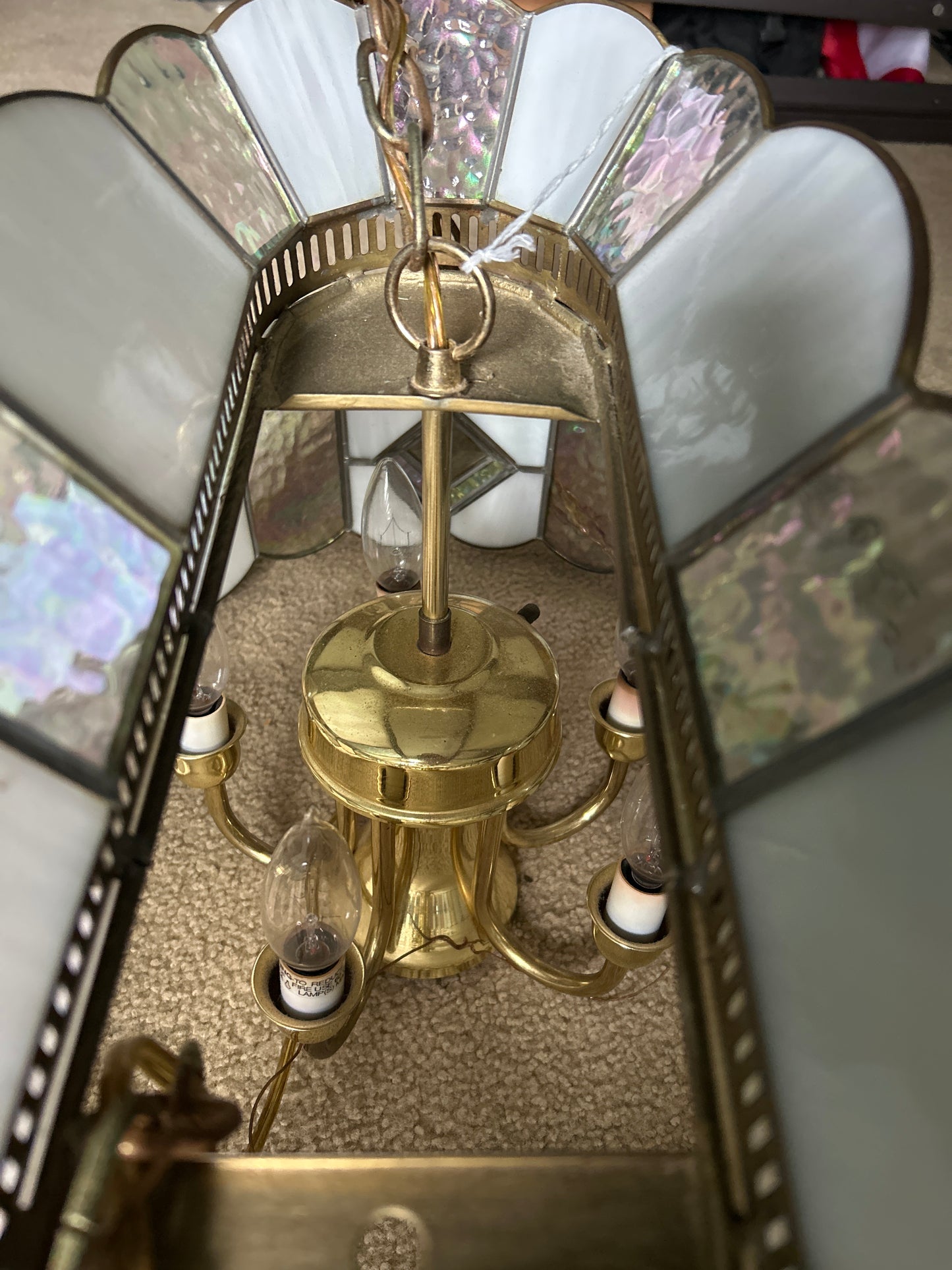 Pool Table Style Slag Glass Shade with Dual Lighting