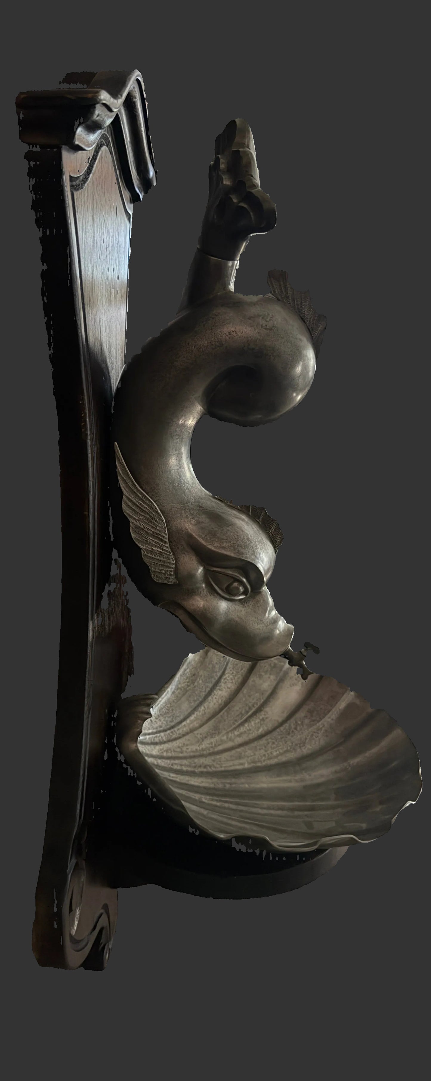 Antique Pewter Figural Dolphin Lavabo