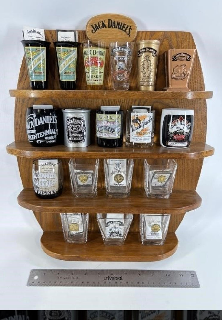 Jack Daniel’s 2002 Limited Edition Shot Glasses(18) w/Display Rack