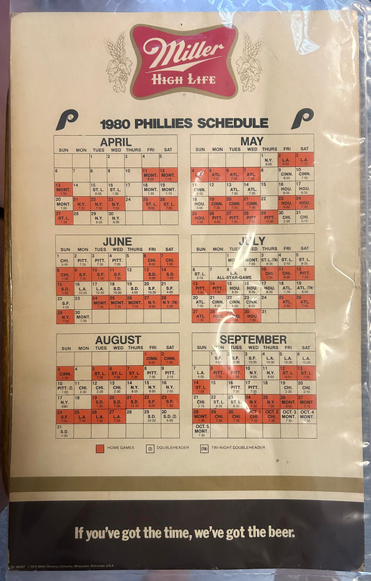 1980 Miller Beer-Philadelphia Phillies Schedule
