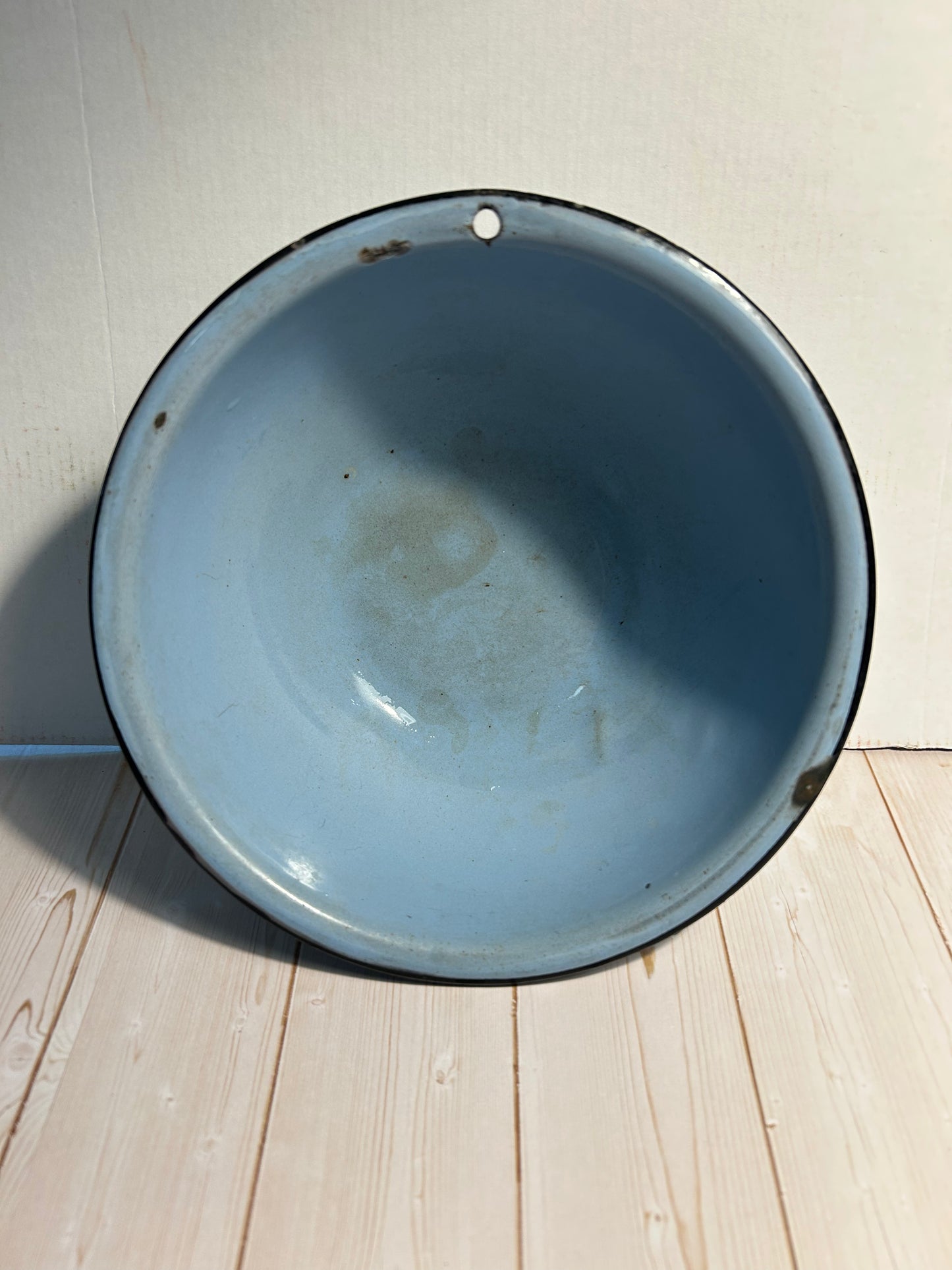 Solid Blue Enamelware Bowl