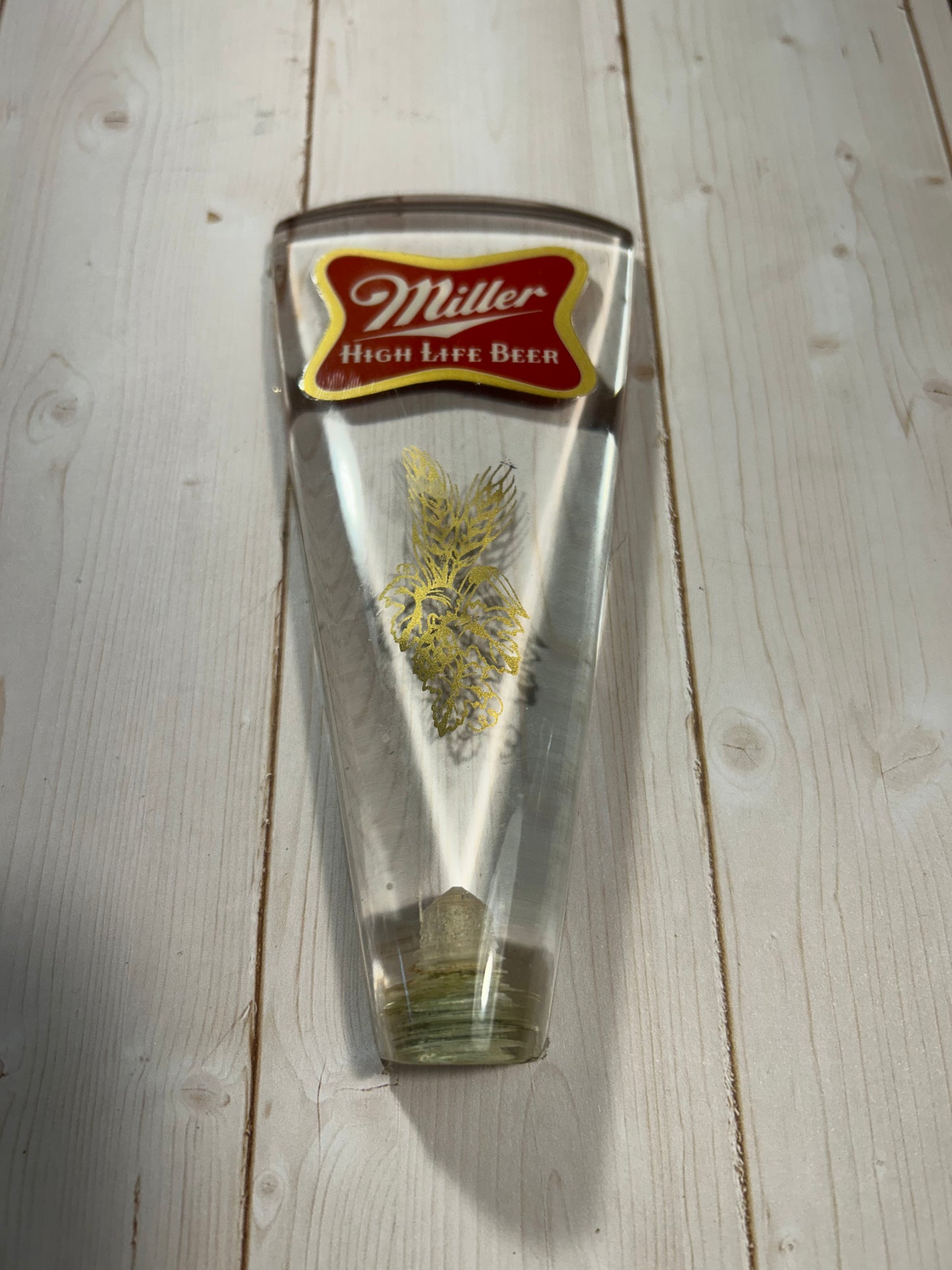 Miller Beer Acrylic Tap Handle w/Hops & Barley-Red Label