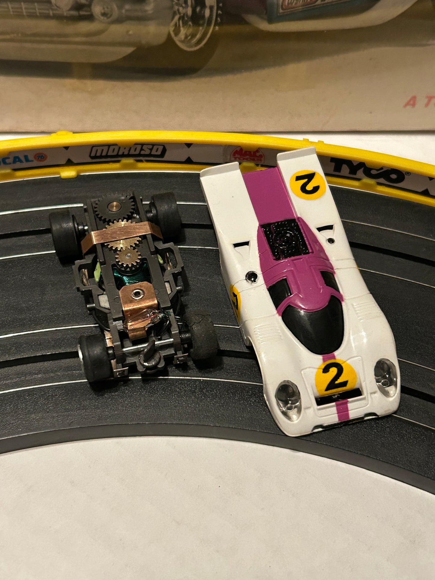 AFX Porsche 917 Slot Car-Lighted-Purple/White
