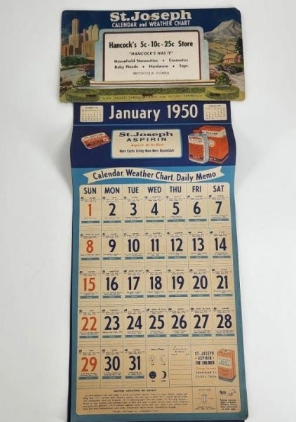 Hancock’s Store-St. Joseph Aspirin Calendar