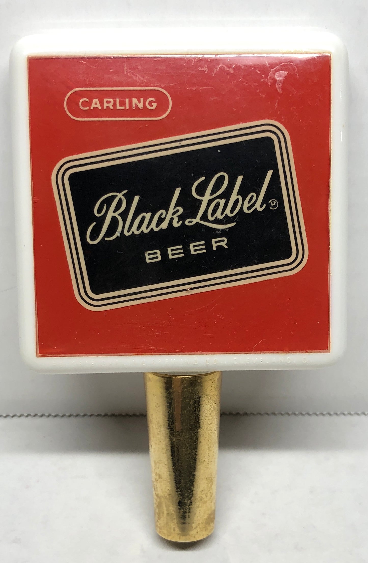 Black Label Beer Tap Handle-White w/Gold Tapered Stem