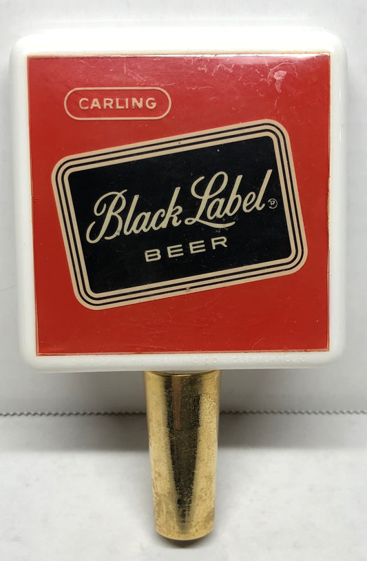 Black Label Beer Tap Handle-White w/Gold Tapered Stem