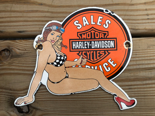 Harley Davidson Sales and Service Porcelain Sign